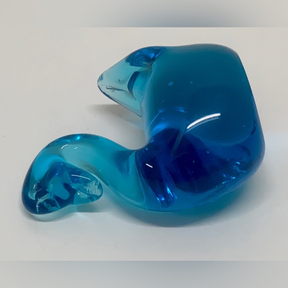 Vintage Mid Century Clear Blue Pinched Blown Glass Art Swan Murano Paperweight - Picture 11 of 14